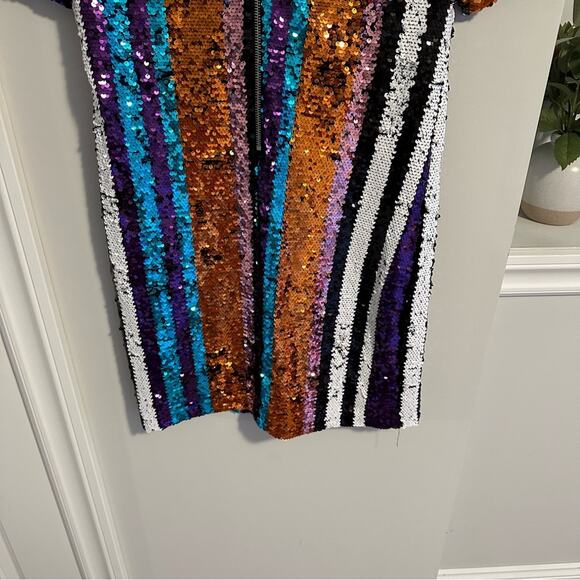 Karlie Striped Sequin Mini Dress Small - Picture 4 of 10